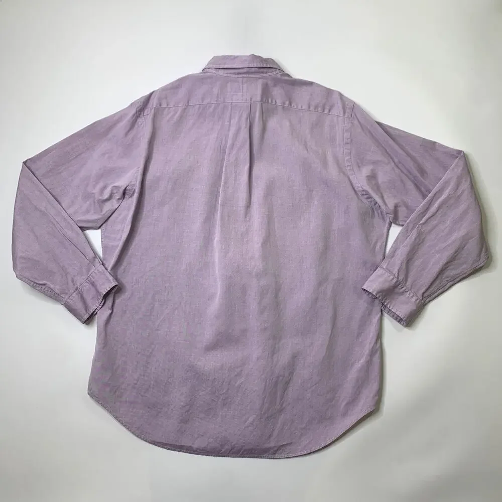 Vintage Ralph Lauren Shirt Mens 16.5 Pastel Purple Classic Fit Button Down Dress